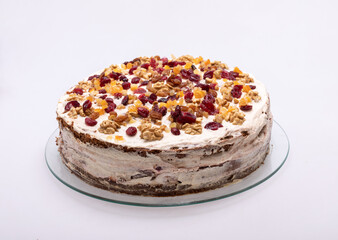 gingerbread cake sprinkled with dried fruits