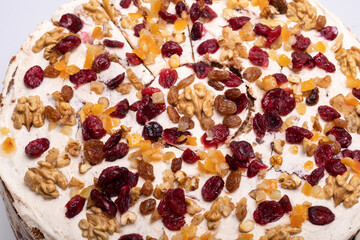 gingerbread cake sprinkled with dried fruits