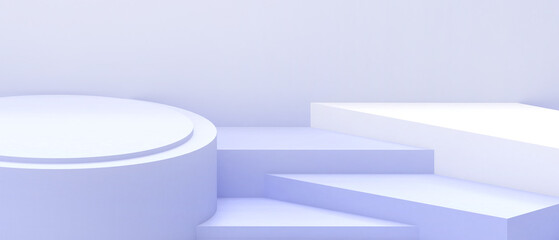 Abstract Minimal podium Geometric shapes Cylinder and box on Purple background.with copy space ,showcase for new product- 3d rendering