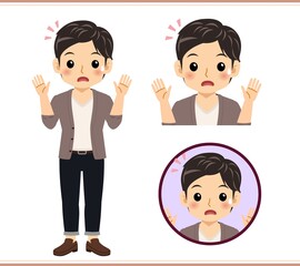 Young male student in a cardigan