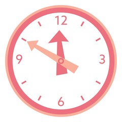 シンプルなピンク色の時計のイラスト