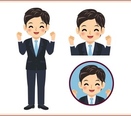 Male new employee with a light blue tie