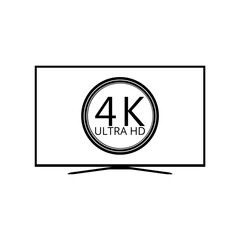 4K TV icon isolated on white background 