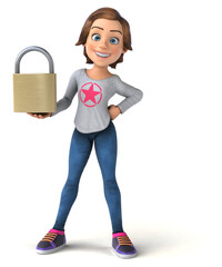 Fun 3D illustration of a cartoon teenage girl