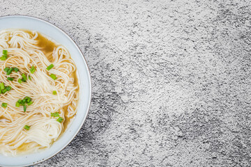 healthy chinese  noodles with vegetables and egg