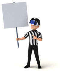 Fun 3D Illustration of a referee with a VR Helmet