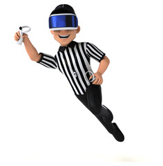 Fun 3D Illustration of a referee with a VR Helmet