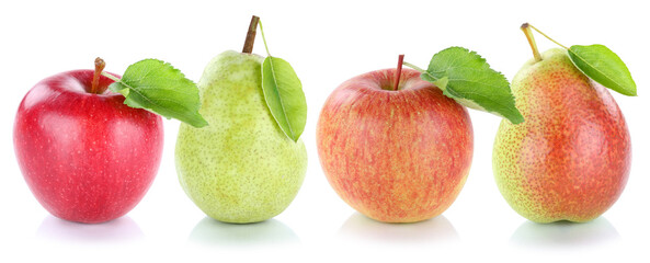 Apple pear fruits apples pears fresh fruit isolated on white