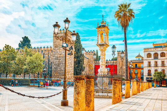 Medieval residence of Spanish kings- Royal Alcazar of Seville. S