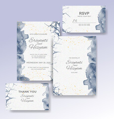 Watercolor wedding invitation card set