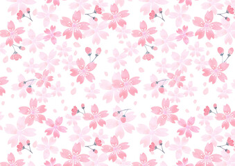 水彩で描いた桜の模様