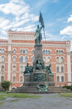 Vienna, Austria - August 30, 2020: Deutschmeister memorial at the Deutschmeisterplatz in Vienna close to Schottenring.