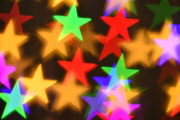 colorful stars illumination for holiday or abstract boke background