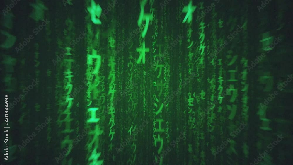 Poster grungy cyberpunk style futuristic matrix programming codes 01 4k. high quality 4k footage