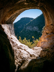 Deep inside the cave in the mountain