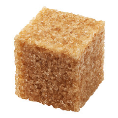 Brown cane sugar cube isolated on white background, clipping path, full depth of field