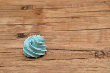 A blue meringue on a table