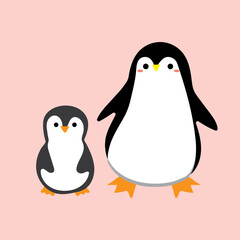 hand drawn vector penguin with cute pastel color. collection illustration for sticker, label, tag, gift wrapping paper