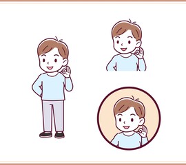 Boy in blue long sleeves