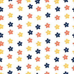 Fototapeta na wymiar Seamless pattern with cute cartoon flowers for fabric print, textile, gift wrapping paper. colorful vector for kids, flat style