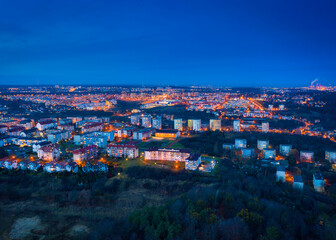 Aerial view of the Gdansk Orunia at dusk, Poland