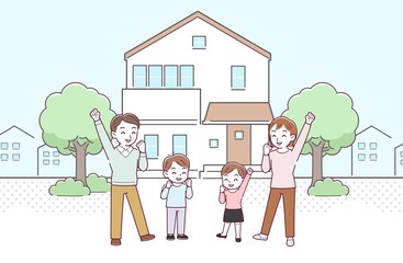Obraz na płótnie Canvas My home and a lively family of four