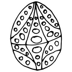 Hand drawn cute easter egg.  Doodle vector illustration. Simple ement for greeting cards, posters, stickers and seasonal design. Isolated on white background 