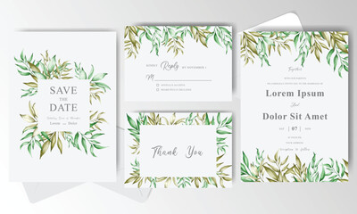 Fototapeta na wymiar watercolor Wedding Invitation card set template