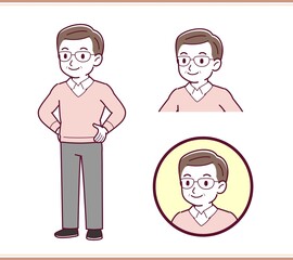 Healthy elderly man with glasses