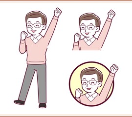 Healthy elderly man with glasses