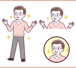 Healthy elderly man with glasses