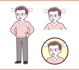 Healthy elderly man with glasses