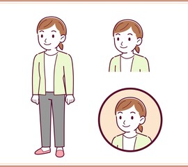 カーディガンをきた若い女性