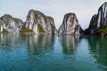 Limestone rocks Halong Bay South China Sea, Vietnam.