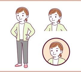 カーディガンをきた若い女性