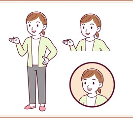 カーディガンをきた若い女性