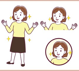 Plump woman in yellow clothes