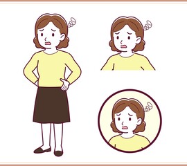 Plump woman in yellow clothes