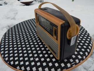 vintage radio at the old cottage