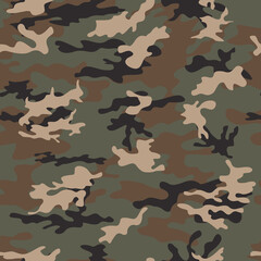 Fototapeta premium Camouflage vector classic seamless pattern trendy background. Forest texture.