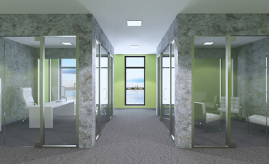 Modern office Cabinet.  3D rendering.   Meeting room