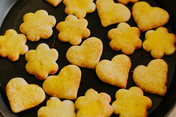 traditional german homemade sweet butter baked cookies closeup photo, delicious christmas seasonal snack