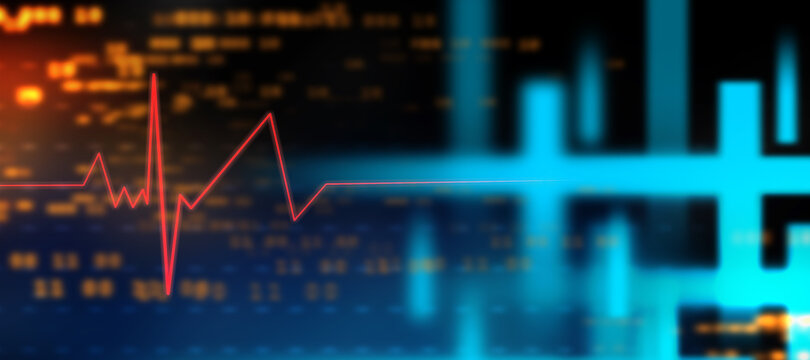 Heart with cardiogram - 2D illustration