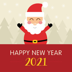Postcard Happy New Year 2021 with Santa Claus template