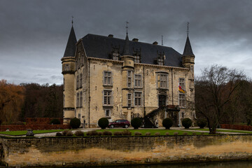 Schin op Geul, Netherlands 12-22-2020 Historic Schaloen castle in Schin op Geul in the Netherlands converted into a hotel and event venue hosting 13 vacation bungalows and 4 in house rooms