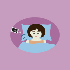 woman sleep with telephone