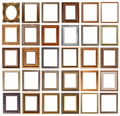 frames for paintings antique gold gilding set isolated on white background