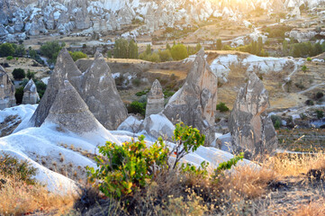 Scenic view of rock formations at dawn