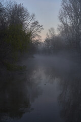 Obraz na płótnie Canvas Foggy Morning Landscape and water