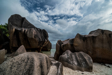 Seychelles La Digue Anse Source d'Argent Beach Rocks Indian Ocean